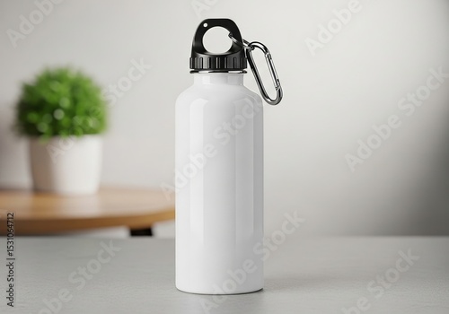 Stay hydrated healthy and eco friendly with this pristine white reusable water bottle on a neutral