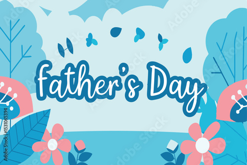 Father's Day Celebration Vector – Festive Nature-Themed Design
