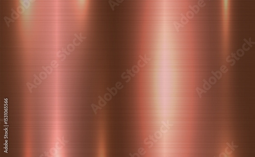 Vector copper metallic tones background. Abstract gradient bright and shiny light reflection brushed steel metal texture. Illustration for background, backdrop, web,wallpaper,print and design artwork.
