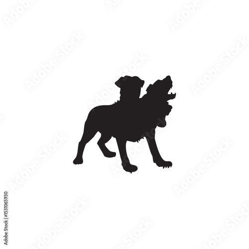 Three Headed Dog Silhouette Icon Cerberus Mythical Creature Vector Illustration Template on White Background