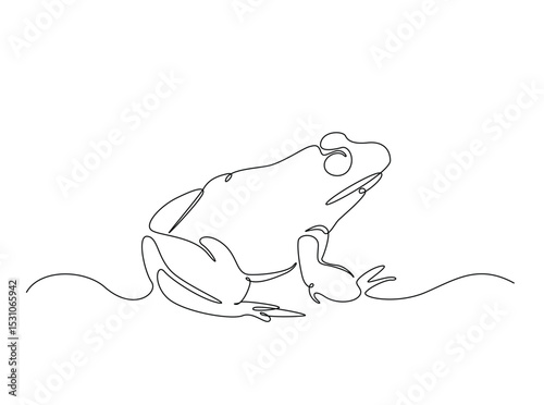 Frog single outline illustration. Continuous line art drawing of Exotic tree frog. Editable stroke.