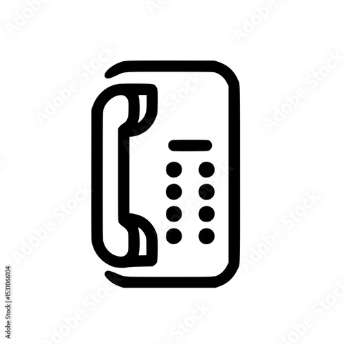 Minimal Black Line Classic Landline Phone Icon for Office and Call Center Use