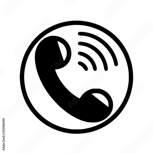 Minimal Black Line Classic Landline Phone Icon for Office and Call Center Use