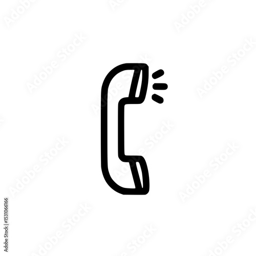 Minimal Black Line Classic Landline Phone Icon for Office and Call Center Use