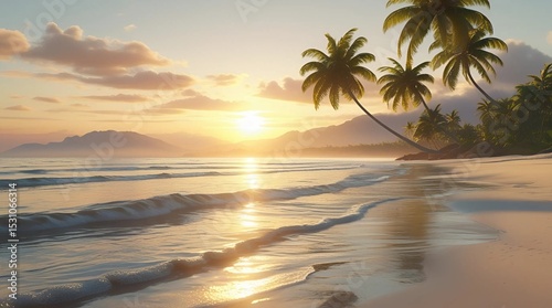 Ultra-Realistic Tropical Sunset by the Ocean