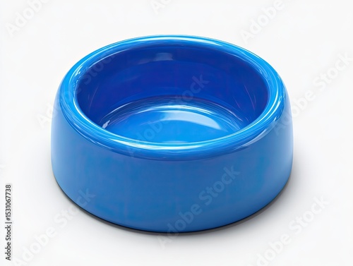 Empty round blue pet bowl