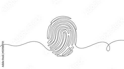 Single Line Fingerprint Illustration Identity Security and Unique Identification