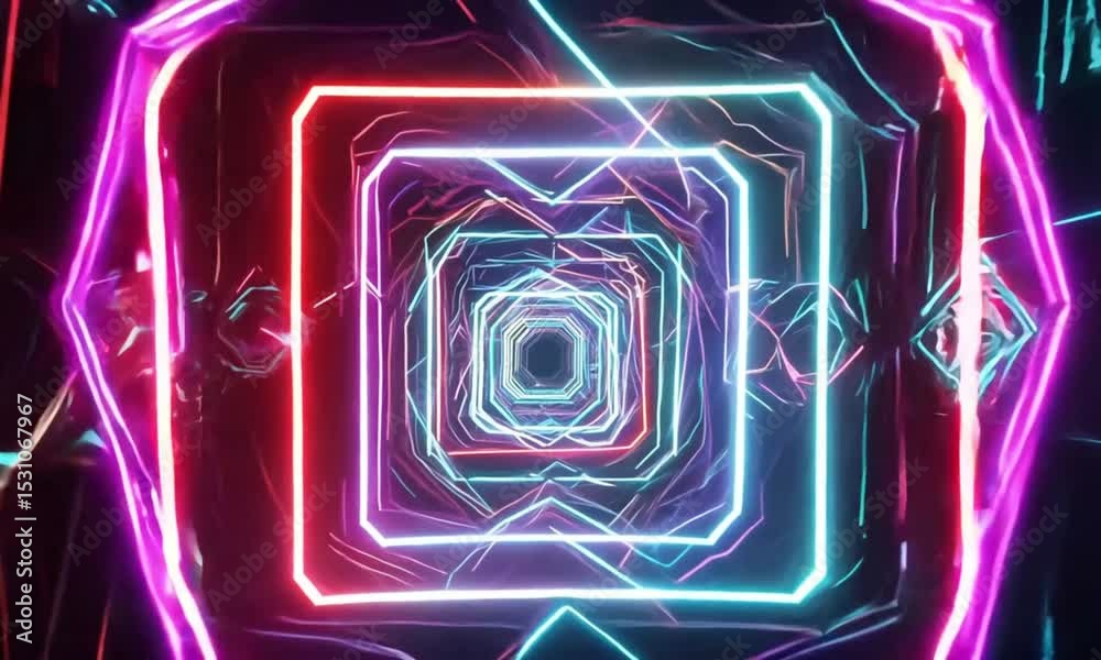 Neon Tunnel Lights Abstract Background
