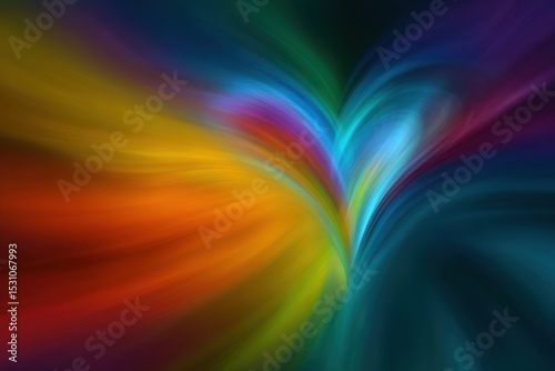 rainbow colors gently flowing from heart, abstract symbolic expression
