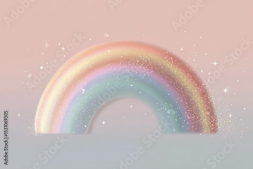 pastel rainbow arc with tiny sparkles, minimal celestial mood