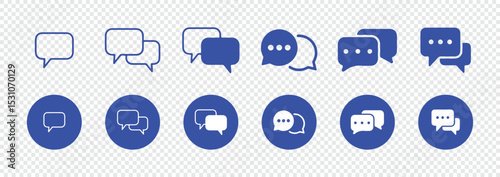 Conversation and Chat UI Icons – Blue Vector Bubble Pack. Vector illustration eps 10