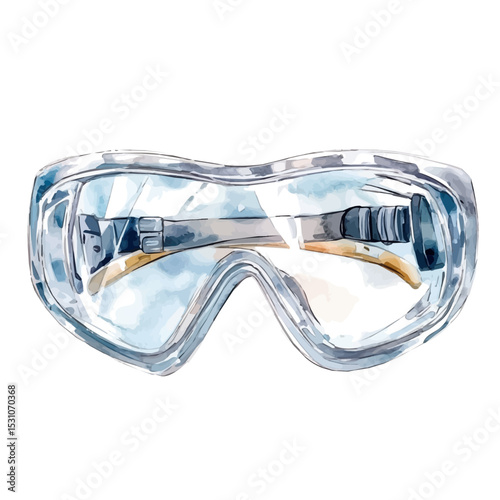 Protective Eyewear, watercolor illustration vector, isolated on a white background.