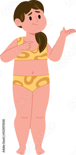 Confused Woman in Swimwear