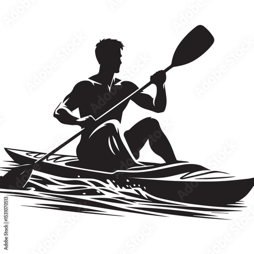 vector silhouette sport rowing boat