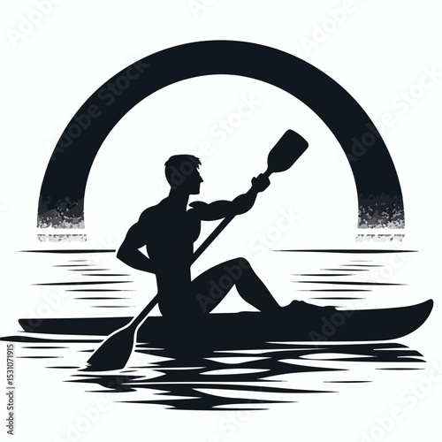 vector silhouette sport rowing boat