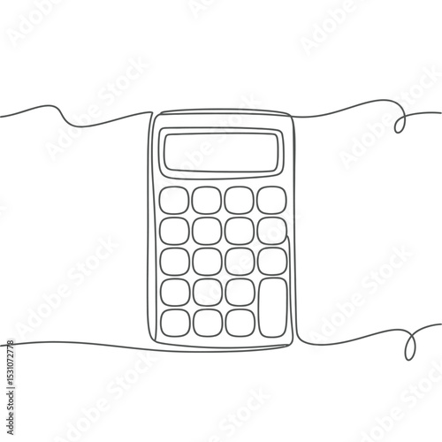 Continuous Line Drawing of a Calculator on White Background