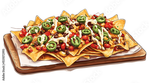 Loaded plate of nachos nacho chips vector isolated on a white background