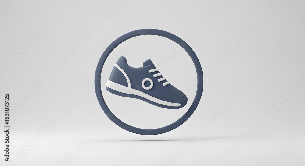 Obraz premium Iconic Fitness Modern Sneaker Icon in a Circle Emblem for Sports and Active Lifestyle Design 2025