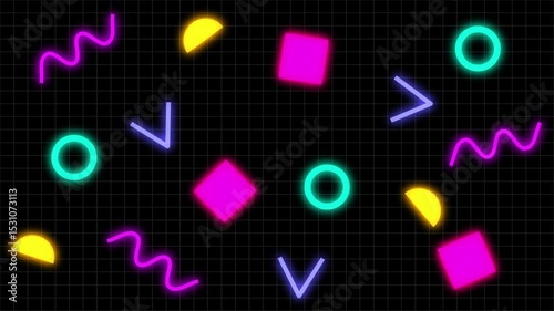 Seamless Looping Dark Themed Memphis Style Animated Background