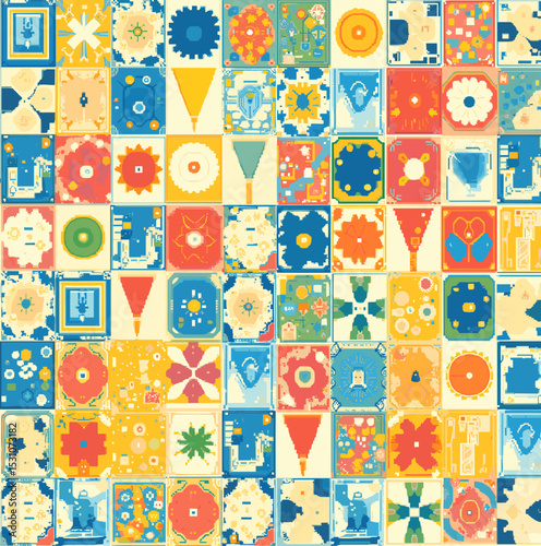 Colorful collage of abstract patterns and designs in a grid layout, showcasing creativity and diversity