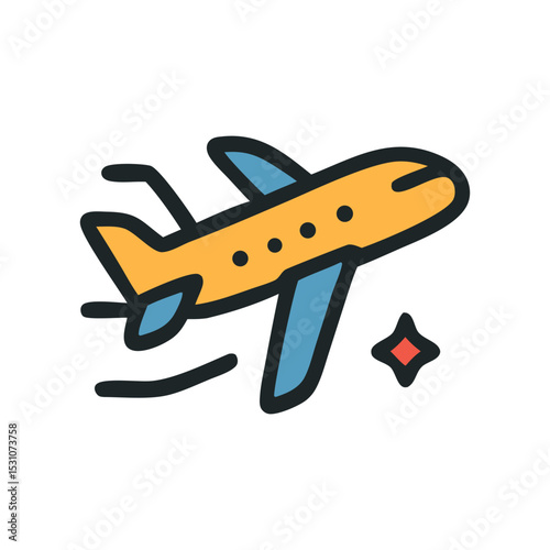 Soaring to New Heights: A vibrant, illustration of an airplane ascends with bold strokes and dynamic colors, encapsulating the spirit of travel, freedom, and adventure. 