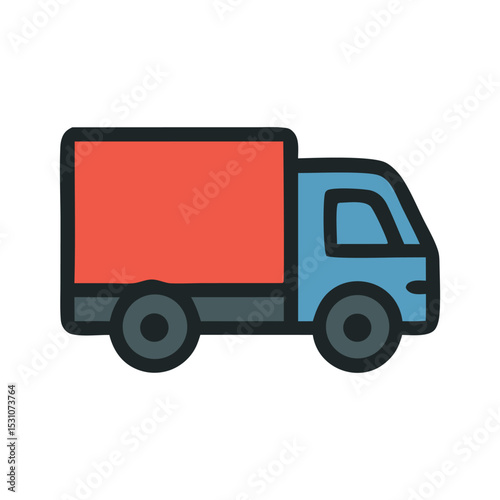 Delivery Truck Icon: A vibrant vector illustration of a delivery truck, ready to transport goods, symbolizing efficiency and the seamless movement of commerce.