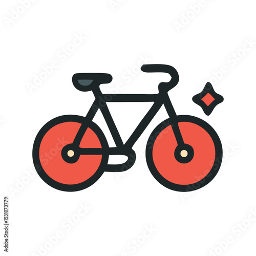 Urban Bicycle Icon: A simple illustration of a bicycle with clean lines and a modern aesthetic, symbolizing urban mobility and a sustainable lifestyle.