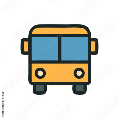 School Bus Icon: This icon depicts a vibrant school bus, ready to transport children on their daily journeys, presented in a clear and simple graphic style.