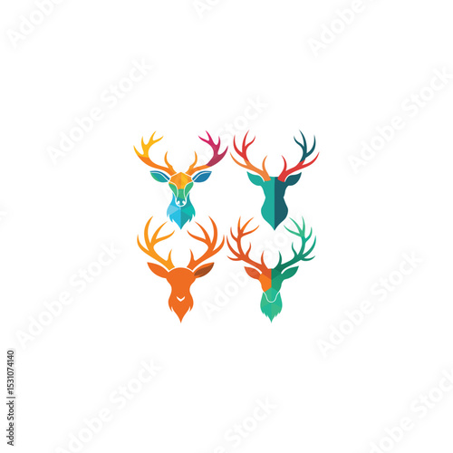 Vector illustration of a Christmas reindeer with antlers, an animal silhouette design