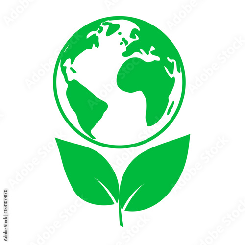 World environment day. Ecology concept. Design with globe map drawing and leaves.