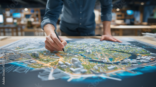 Urban Planning Professional Adjusting City Districts and Layouts