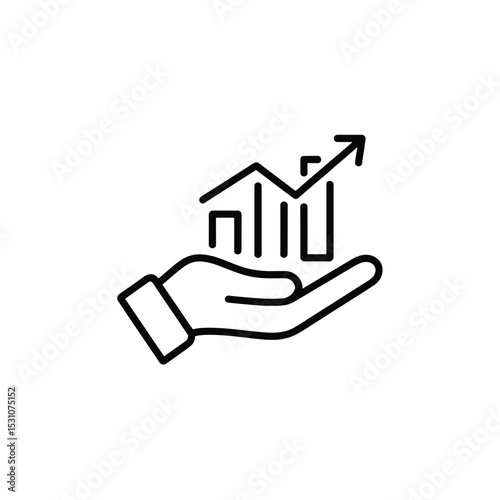 Hand holding a rising graph representing growth and success