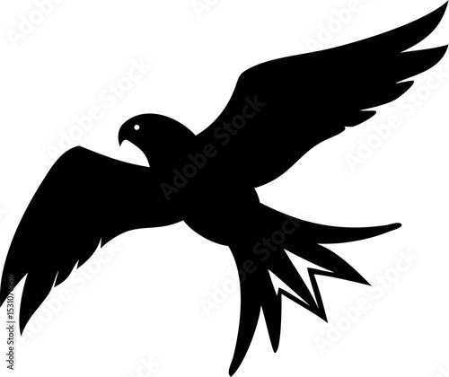 Red Kite Bird Silhouette in Flight – Vector Illustration of a Soaring Raptor