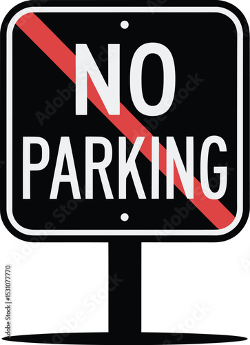 Isolated no parking sign indicating prohibition of parking on a street or roadway