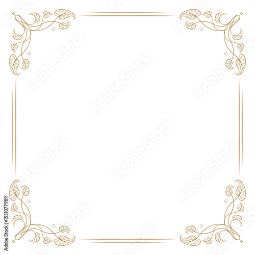 Delicate vintage style square floral frame. Vector graphic.