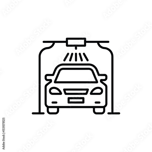 Car Wash Icon Automated Washing System with Water Spraying Down