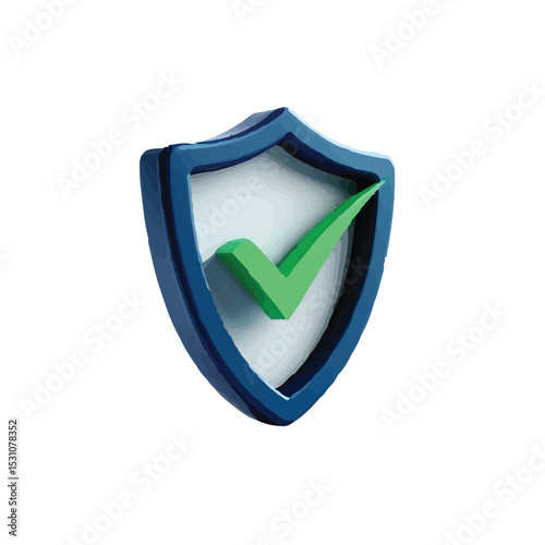 Secure Data Protection Shield 3D Vector Illustration EPS File - Approved Security Concept
