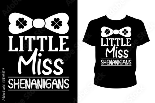 Little miss shenanigans Quotes svg, st. patrick's day Svg, t-shirt design for prints, Saint Patrick's Day t-shirt design cut file