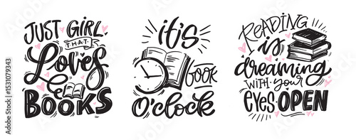 Cute hand drawn doodle lettering quote about books and reading. Lettering for t-shirt design, mug print, bag print, clothes fashion. 100% hand drawn vector image.