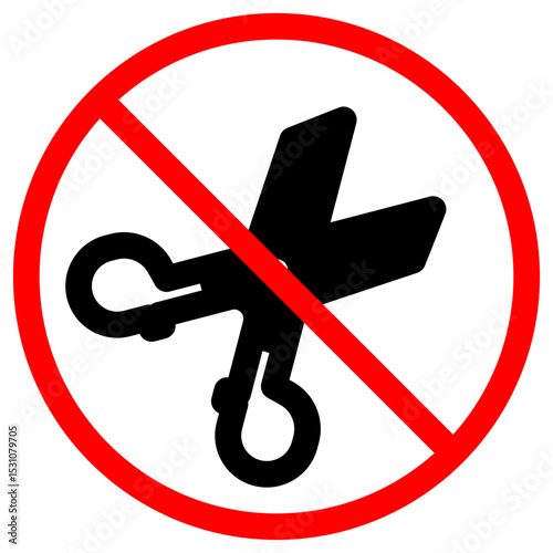 No scissors sign in red circle indicating restriction or prohibition