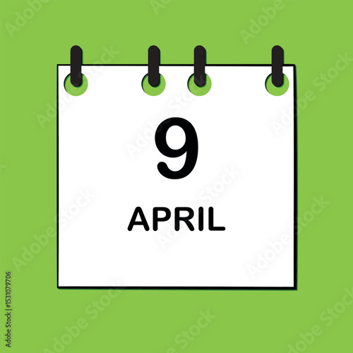 April 9. Daily Calendar icon for design. Simple design for business brochure, flyer, print media, advertisement. Easily editable.