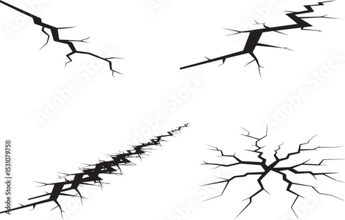 High Quality Black Cracked Vector Design on White Background