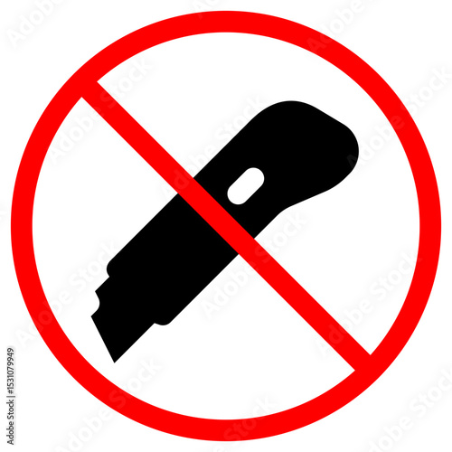 Cutting tool forbidden symbol with cutter in a red circle