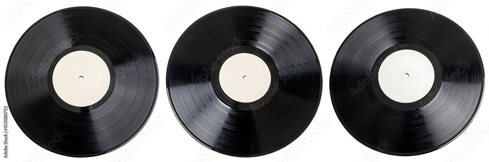 Obraz premium A Set for Three black vinyl records isolated on transparent background