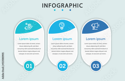 Modern business infographic template with 3 options or steps	
