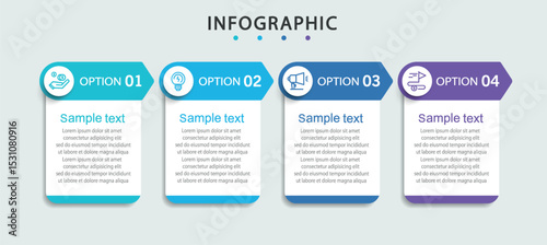 Business infographic design template with 4 options, steps or processes. Can be used for workflow layout, diagram, annual report, web design	