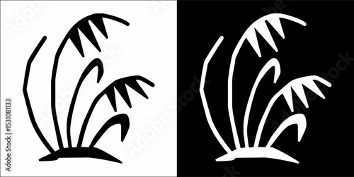 Set of simple doodles of flowers, hand drawn branches, leaves icon