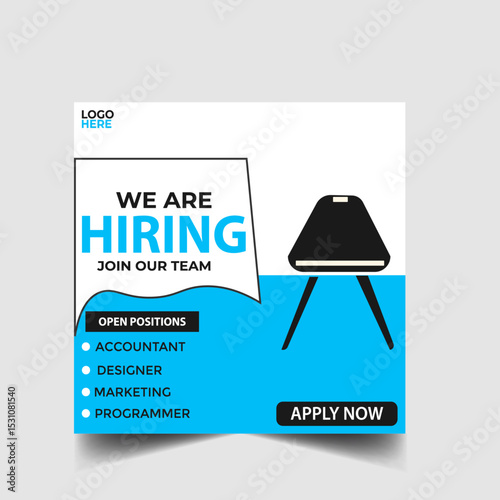 We are hiring recruitment open job vacancy design vector social media post banner template or web banner layout