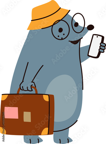 Mole Traveler with Suitcase