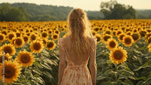 Woman in a sunflower field